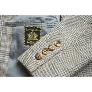 Oxxford Clothes Gray Gold Plaid Pure Alpaca Sport Coat Jacket Sz 42R